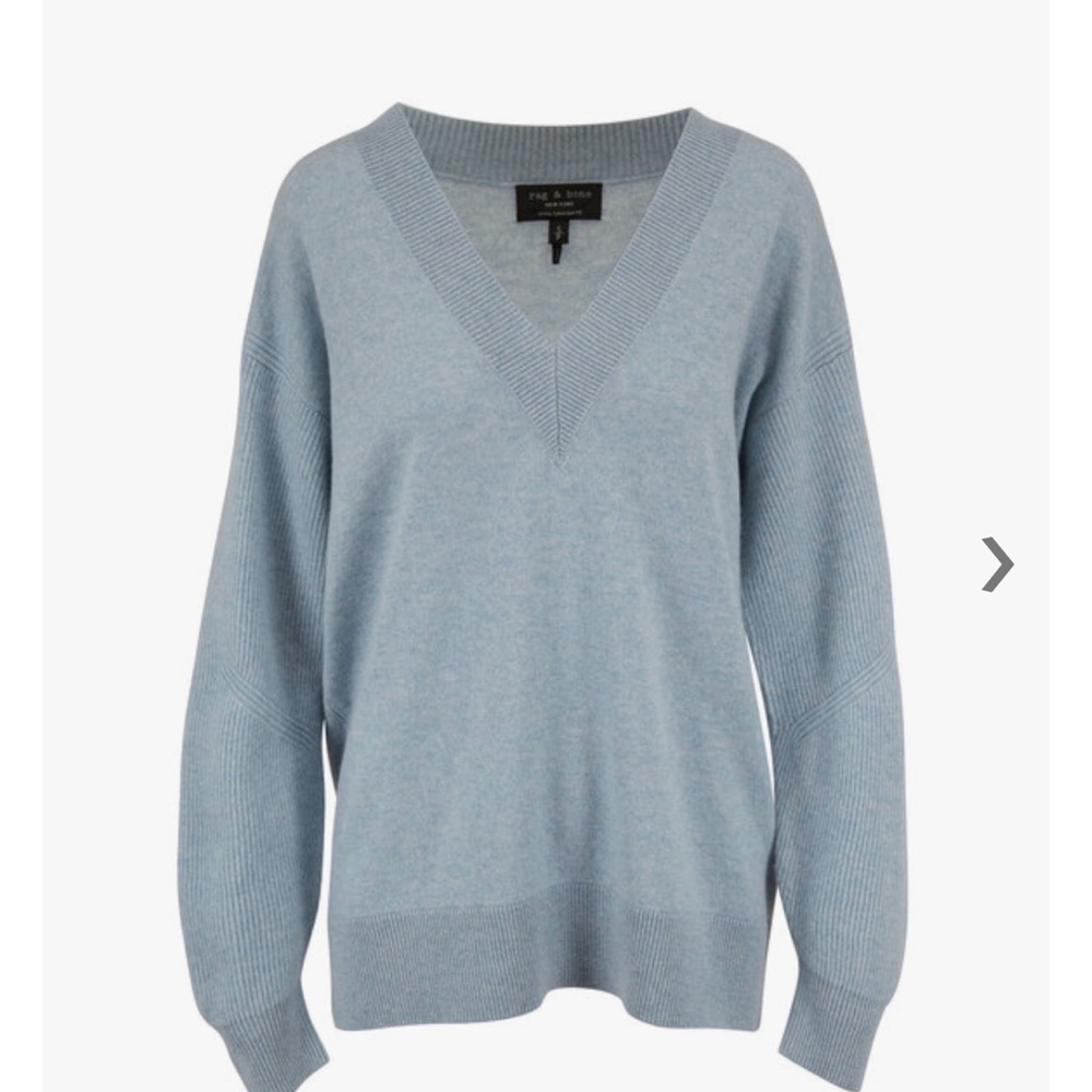 rag & bone 100% cashmere Light Blue V-Neck Sweater